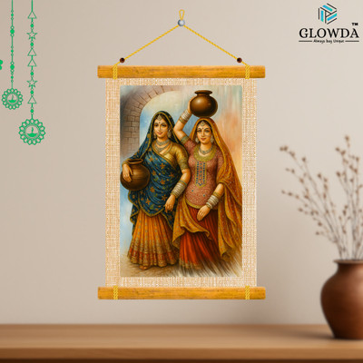 GLOWDA Rajasthani Wall Hanging – Traditional Folk Art Decor for Living Room & Gifts(16.5 inch X 10 inch, Rajasthani Wall Hanging)