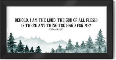 ELBEN CREATIVES Behold, I am the Lord - Jeremiah 32:27 / Christian Photo Frame(13.7 inch X 25.7 inch, Aqua Green (Large))