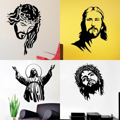 EJAart 70 cm Combo Set of 4 Wall Stickers|Jesus |Jesus Christ |jesus christ New |Jesus New Self Adhesive Sticker(Pack of 2)