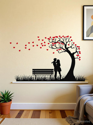 Wallzone Love Couple Tree Large Vinyl Wallsticker(60 cm X 121 cm, Multicolor)