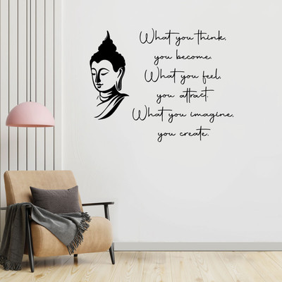 WALMORA 95 cm Buddha - Life Quote - Simple -Peace - Live - Wall sticker - WM 485 Self Adhesive Sticker(Pack of 1)