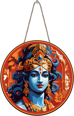 Gift Me Bazar Shree Krishna Wooden Wall Hanging Spiritual Wall Décor for Living Room(Multicolor)