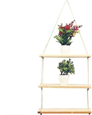 Fashionhub Macrame Wall Hanging 3-Tier Floating Shelves(50 cm X 10 cm, White)