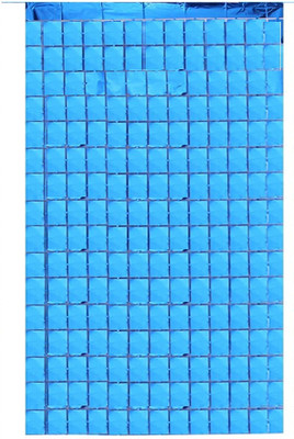HARDATAR Square Foil Fringe pack of 1 Curtains for Decorations - Blue, 3 X 6 feet(Blue)