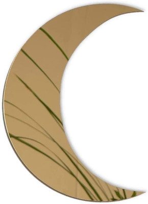 Incrizma Big Crescent Moon Mirror–Fancy Chic Boho Decorative Aesthetic Wall Décor(Gold)