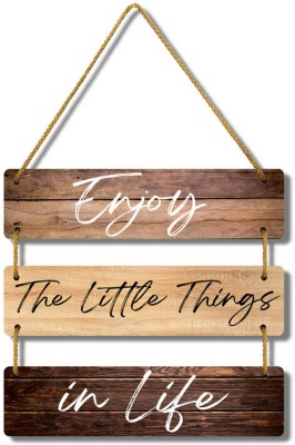 PR CREATION Enjoy Quotes Wooden Wall Hanging Decorative Item for Home Decorative Showpiece  -  7 cm(Wood, Brown)