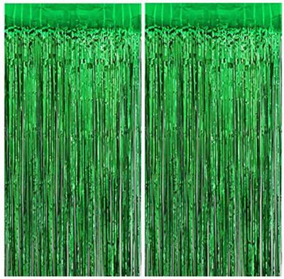 Raga Plus RRUG_Metallic Foil Fringe pack of 2 Curtains for Decorations - Green, 3 X 6 feet Pack of 2(72 inch X 36 inch, Green)