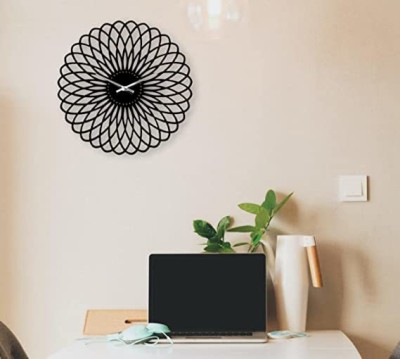 Laser Homegoods Metal Laser Floral Wall Clock and a metal wall Art for Home Decoration(Black)