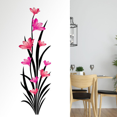 WALMORA 90 cm Pink Sakura - Flowers- Vertical - Decor - Vine - Wall sticker - WM 401 Self Adhesive Sticker(Pack of 1)
