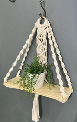 Aain Macrame Wall Hanging Shelf WSH -170(White)