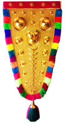 Traditional Art and Crafts Kerala Traditional Gold Plated Ornamental Decorative nettipattam 4.5 Feet Height(5 cm X 20 cm, Multicolor)