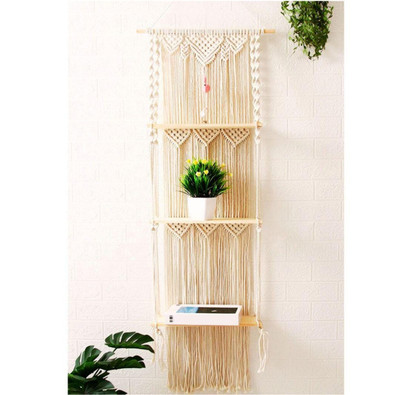 Aain Macrame Wall hanging shelf 3 tear(Off white)