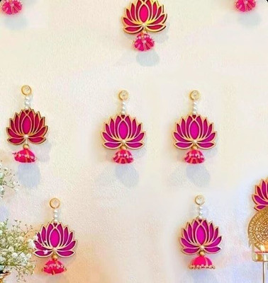 Ulmuk Lotus Wall Hangings for Decoration Floral For Temple For Home Decor Double Layer Pack of 6(Pink)
