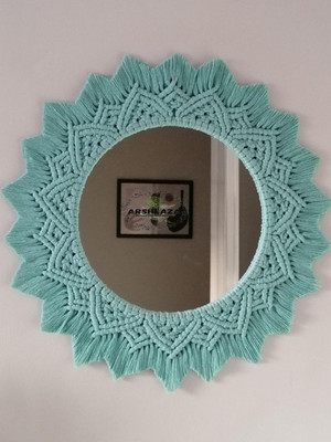 ARZOO HANDICRAFT Wall Hanging Macrame Mirror for Home decor(Skyblue)