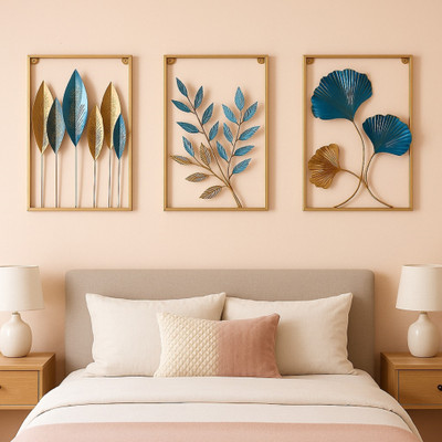 SHERHANDICRAFT Wall Art Home Metal Wall Hanging Decoration for Living Room Frame Wall Hanging Pack of 3(40 cm X 30 cm, Multicolor)