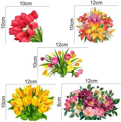 WALMORA 30 cm Flowers- Colourful - decorative - Switch Board - Stickers - WM 3002 Self Adhesive Sticker(Pack of 1)