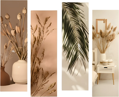 WithinDecor Panel Wall Decor for Living Room Modern Home Decor Items Festive Diwali Gift Pack of 4(11 inch X 3.5 inch, Floral)