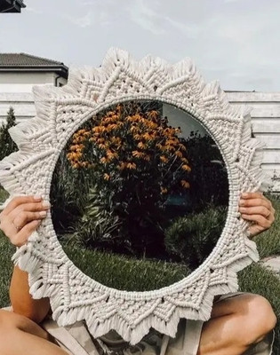 S K Fashion SKFASHION Wall Hanging Round Shape Mirror for Home decor items /Room decor(2 inch X 32 inch, White)