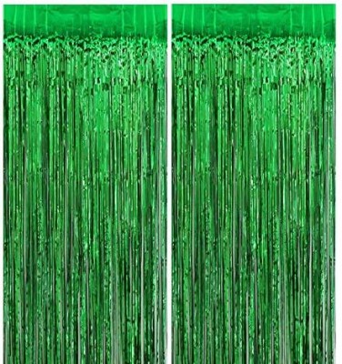 XBH 188.8 cm (6 ft) Polyester Room Darkening Door Curtain (Pack Of 2)(Solid, Green)