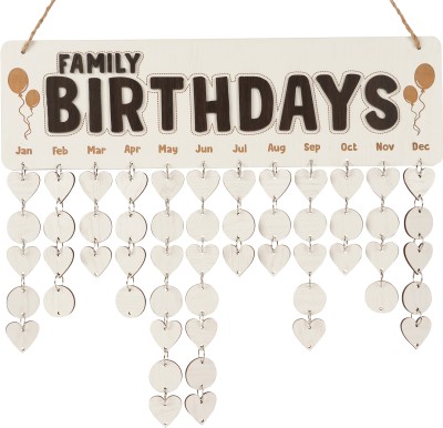Inkdotpot Wooden Birthday Calendars with Hanging Dates DIY Decorative Birthday Tracker(4.7 inch X 16 inch, Brown)