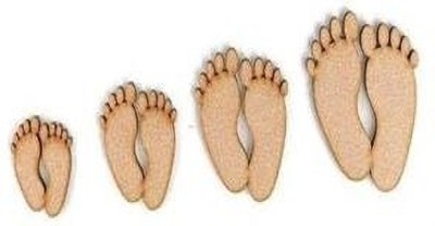 Iqtara International Iqtar MDF Wooden Newborn Baby Feet Pack of 4 Pcs Size 5/3 Craft Shapes 3.3 mm(3 inch X 5.5 inch, Black)