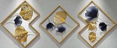 FNF Creation Wall Decor Wall Hanging Living Room Bedroom Restaurant Decoration Pack of 3(14 inch X 14 inch, Gold)