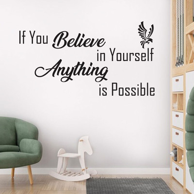 WALMORA 100 cm Believe Yourself - Motivational - Quote - Living Room - Wall sticker - WM 419 Self Adhesive Sticker(Pack of 1)