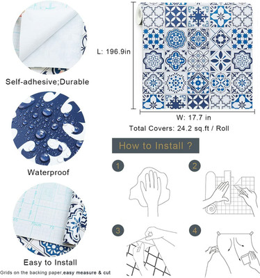 SOJITRA EXPORT Abstract Blue Wallpaper(200 cm x 60 cm)