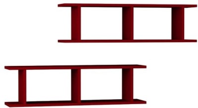 TheMenifest Wooden wall Hanging Rack Shelf perfect For Your Living Room, Bedroom And Office(44 cm X 60 cm, Red)