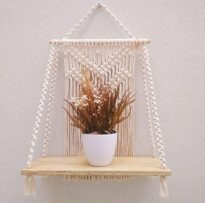 Aain Macrame Wall Hangings Shelf(White)