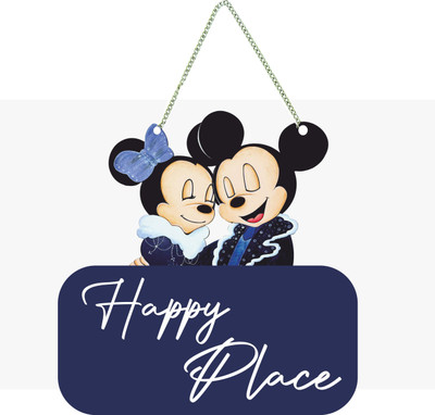 HOMBLI MY Happy Place Wall Name PLate(10.5 inch X 12 inch, Blue)
