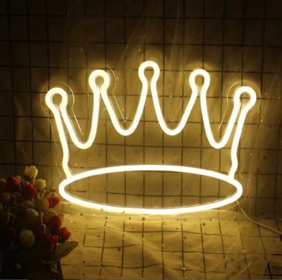 Maxclu Crown Neon Signs Hanging Lights Art Decor Led Crown Neon Light(Warm White)