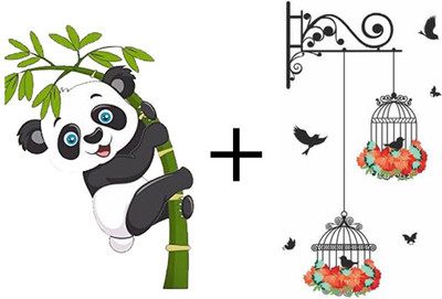 VI COLLECTIONS panda tree + vi_ws_99(60 cm X 45 cm, Multicolor)