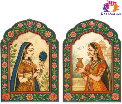 Kalasagar Rajasthani Queen Design Wall Hanging Decor(21 cm X 21 cm, Multicolor)