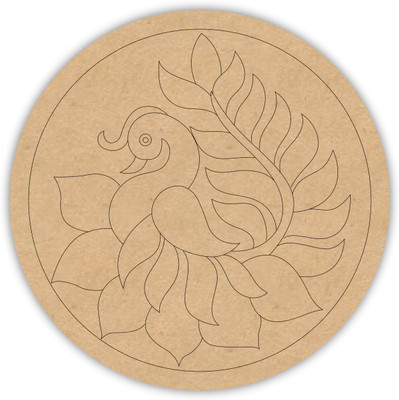 Nn Craft Pre Marked Wooden MDF Peacock Base for DIY Craft work and decor(8 inch X 8 inch, Brown)