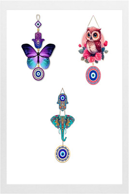FUBYCITE Wall Hanging Owl-Lord with Butterfly Pack of 3(Multicolor)