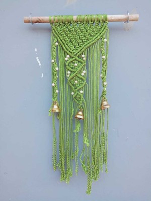 OnlineCraft Gorgeous and unique design macrame wall hanging item(Green)