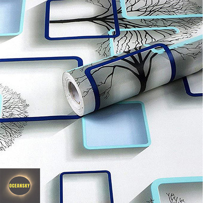 Amezia Wall Stickers Marble Wallpaper Furniture (45 x 300 cm)(Blue and White)