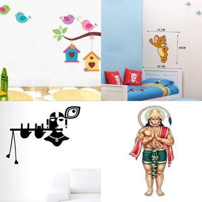 APTIO 45 cm Singing Bird with Case CUTE MOUSE Lord Krishna Pawanputra Self Adhesive Sticker(Pack of 4)