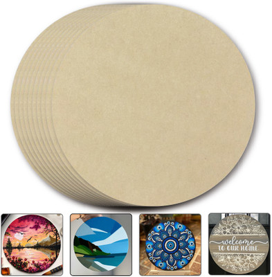 Crafts shoppe 12 Inch Round Pine MDF Art Board Boards for Craft Projects Mandala Pyrography Pack of 10(Brown)