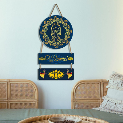 CW Crafts World Wooden Door Wall Designer Hanging for Home Decoration(Green)