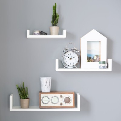 TheMenifest The Menifest | Wooden Wall Hanging Shelf | Book Rack & Plant Stand for Your Home(66 cm X 40 cm, White)