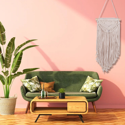 NUEVOSGHAR MACRAME WALL HANGING(15 inch X 8 inch, Cream)
