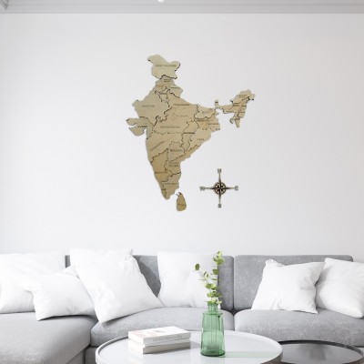 AXISCREATION 3D Wooden Map of India Wall decor (21x24 feet, Dark Brown Maple)(24 inch X 36 inch, Dark Brown)