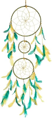 Dreamz Art Dream Catcher Wall Hanging Home Decoration for Bedroom | Living Room Large Size(40 cm X 17 cm, Green, Yellow)