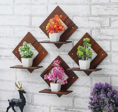 SHYAM CRAFT Modern Wall Shelves for Home & Office Décor-(4 Shelves)(Brown)