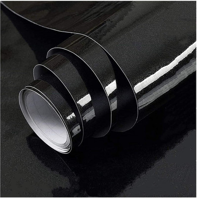 OMRUDRAVI Vinyl Abstract Black Wallpaper(L x W: 200 cm x 60 cm)