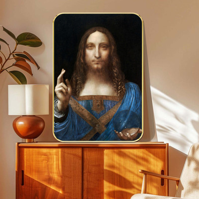 Aartify Salvator Mundi Wall Art – Leonardo da Vinci Religious Painting Digital Reprint 24 inch x 18 inch Painting(With Frame)