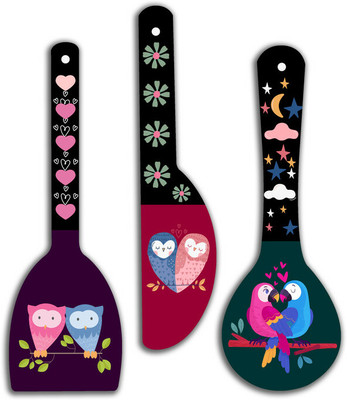 saf Set of 3 Spoon Shape Designer MDF Wall Hanging|Wall Decoration |WHC-S-05 Pack of 3(Multicolor)