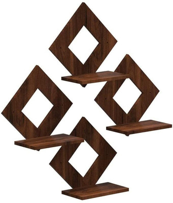 Sage Wooden Wall Shelf Shelves Art Hanging Decor MDF (Medium Density Fiber) Wall Shelf(Number of Shelves - 4, Brown)